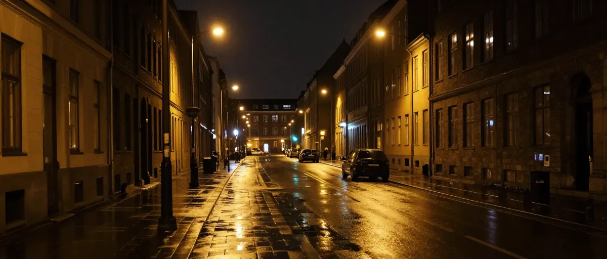 Aftenstemning i bymiljø